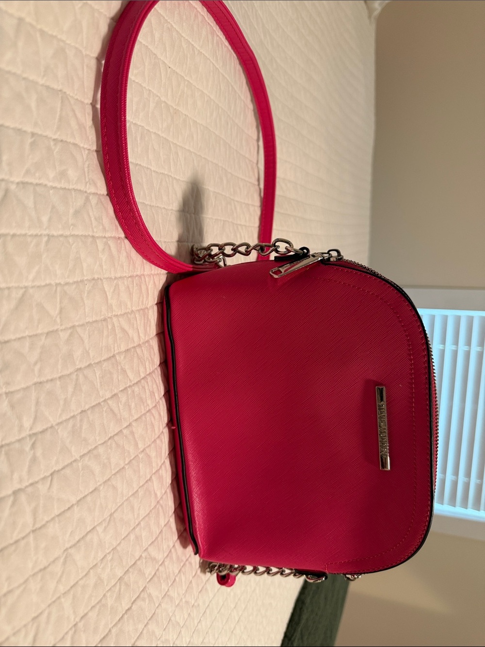 Hot Pink Crossbody Bag with Chain Strap